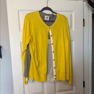 CAbi Yellow Button-Up Lace Cardigan Sweater